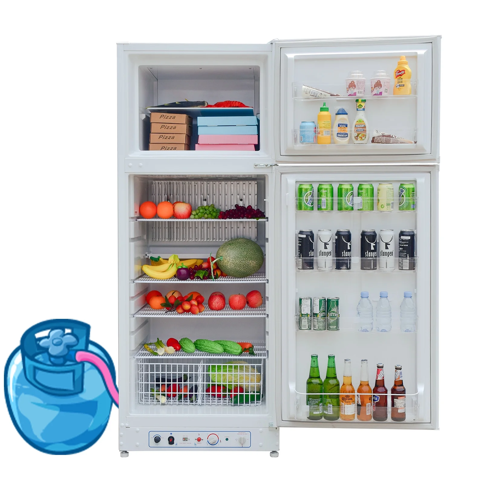 SMAD 13.4 Cu ft 64.2 in Height Propane Refrigerator Top Freezer, Gas 110v/LPG Top Mount, Kitchen Garage RV off-Grid