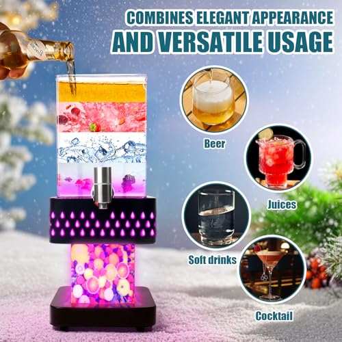 LED Margarita Tower Dispenser 1.2 Gallon Lighted Up Cold Drink Towers Margarita Cocktail Mimosa Drink Dispenser for Christmas Parties Home Bar BBQ Nightclub Restaurant Halloween Party