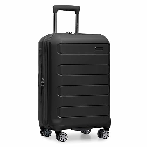 Traveler's Choice Pagosa Indestructible Hardshell Expandable Spinner Luggage, Black, 22