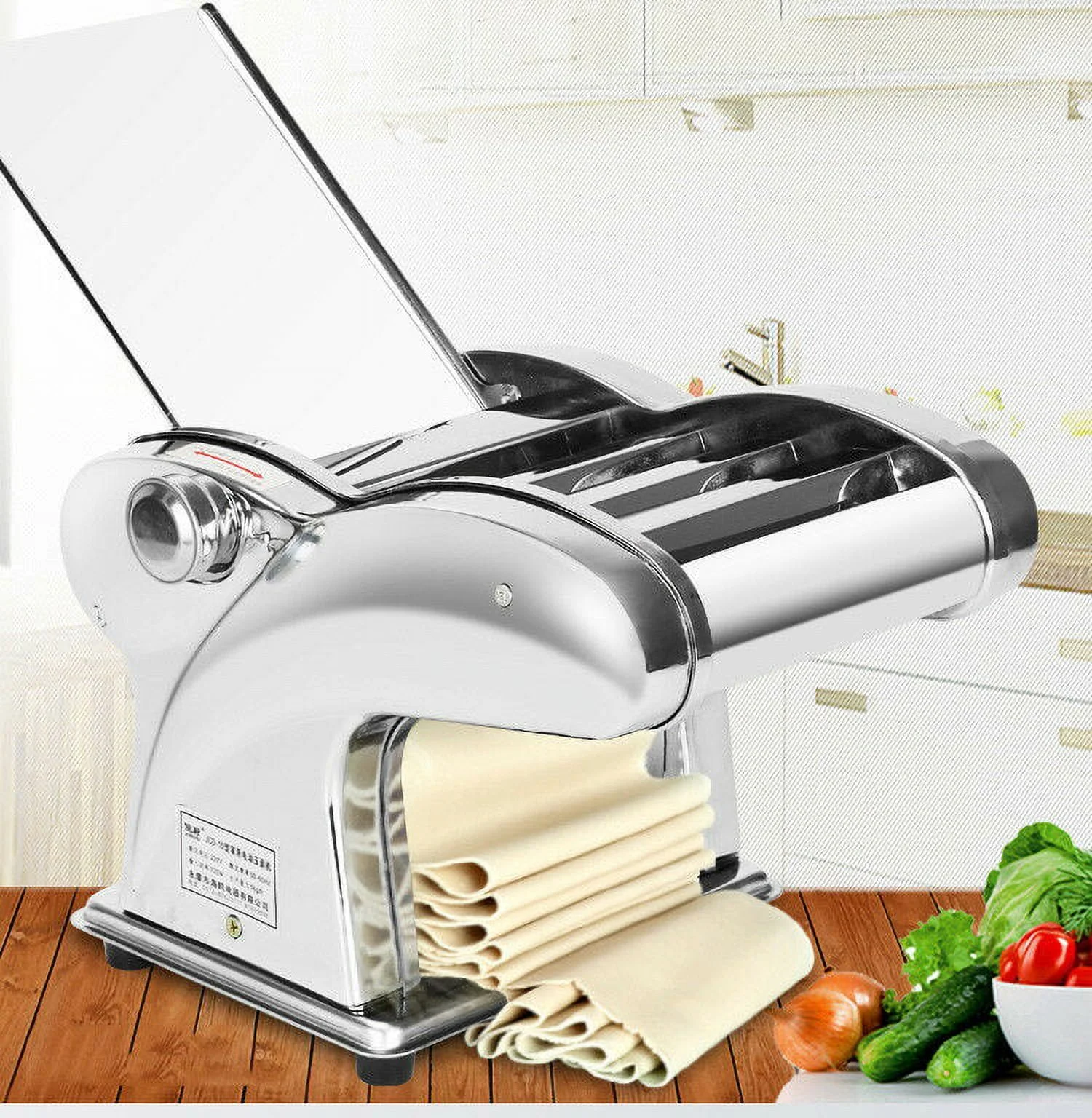 SHANNA Automatic Pasta Maker Machine Dumpling Dough Skin Noodle Making for Spaghetti, Fettuccini, Lasagna, 4 Knives