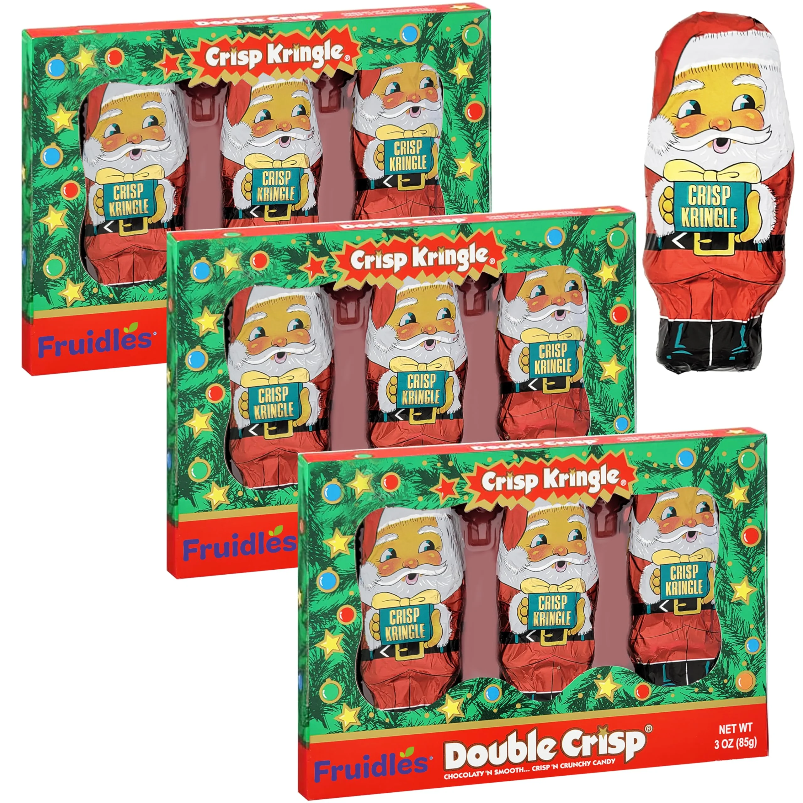 Christmas Milk Chocolate, Crisp Kringles Party Bag Fillers, Individually Wrapped Foils, Kosher Certified Dairy, Net. Wt. 3Oz (85G) (3-Pack)