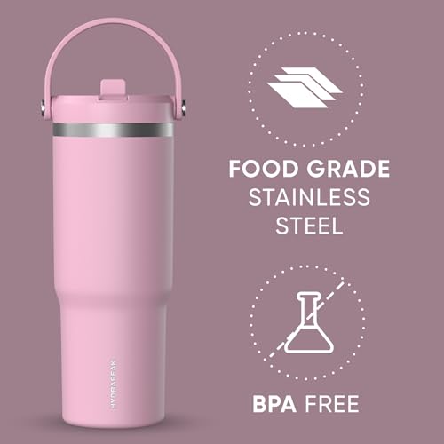 Hydrapeak Nomad 24 oz Tumbler with Handle and Straw Lid, Leakproof, Double Insulated, 24oz Cup Stainless Steel (Blush)