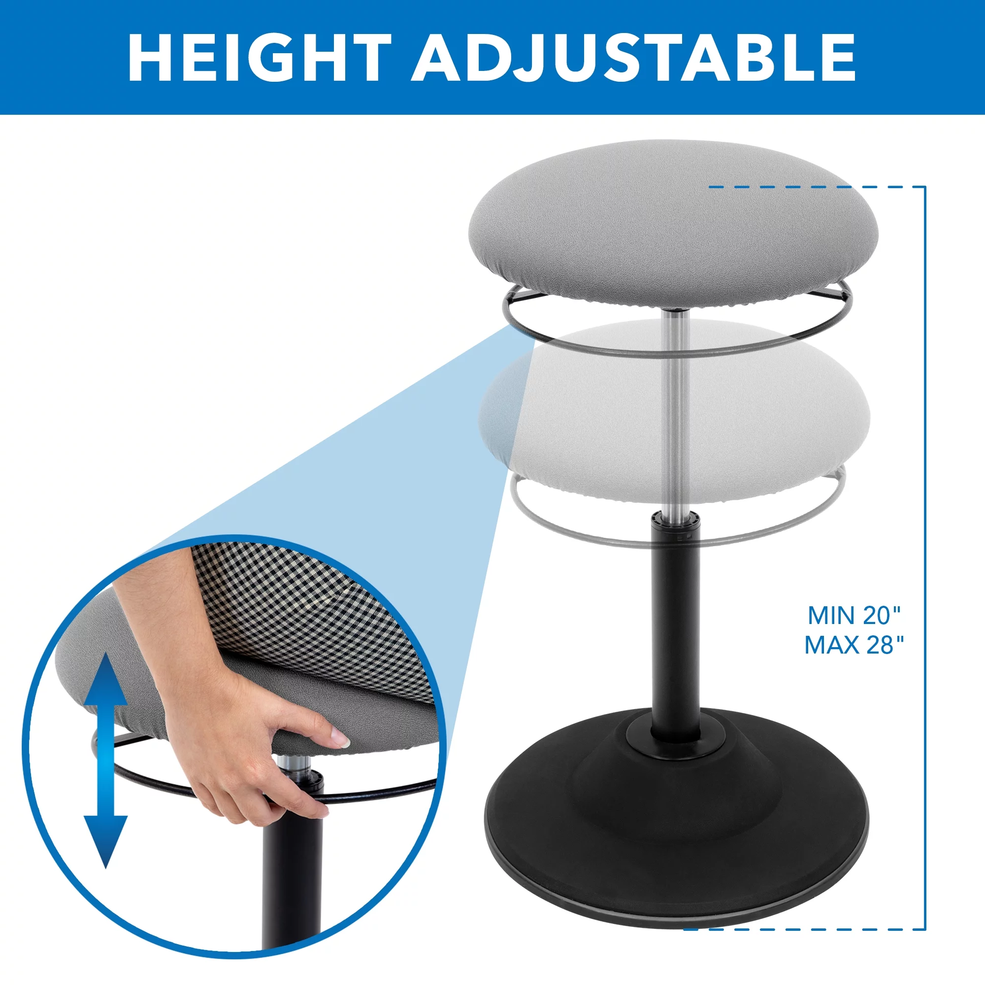 Mount-It! Height Adjustable Standing Desk Stool