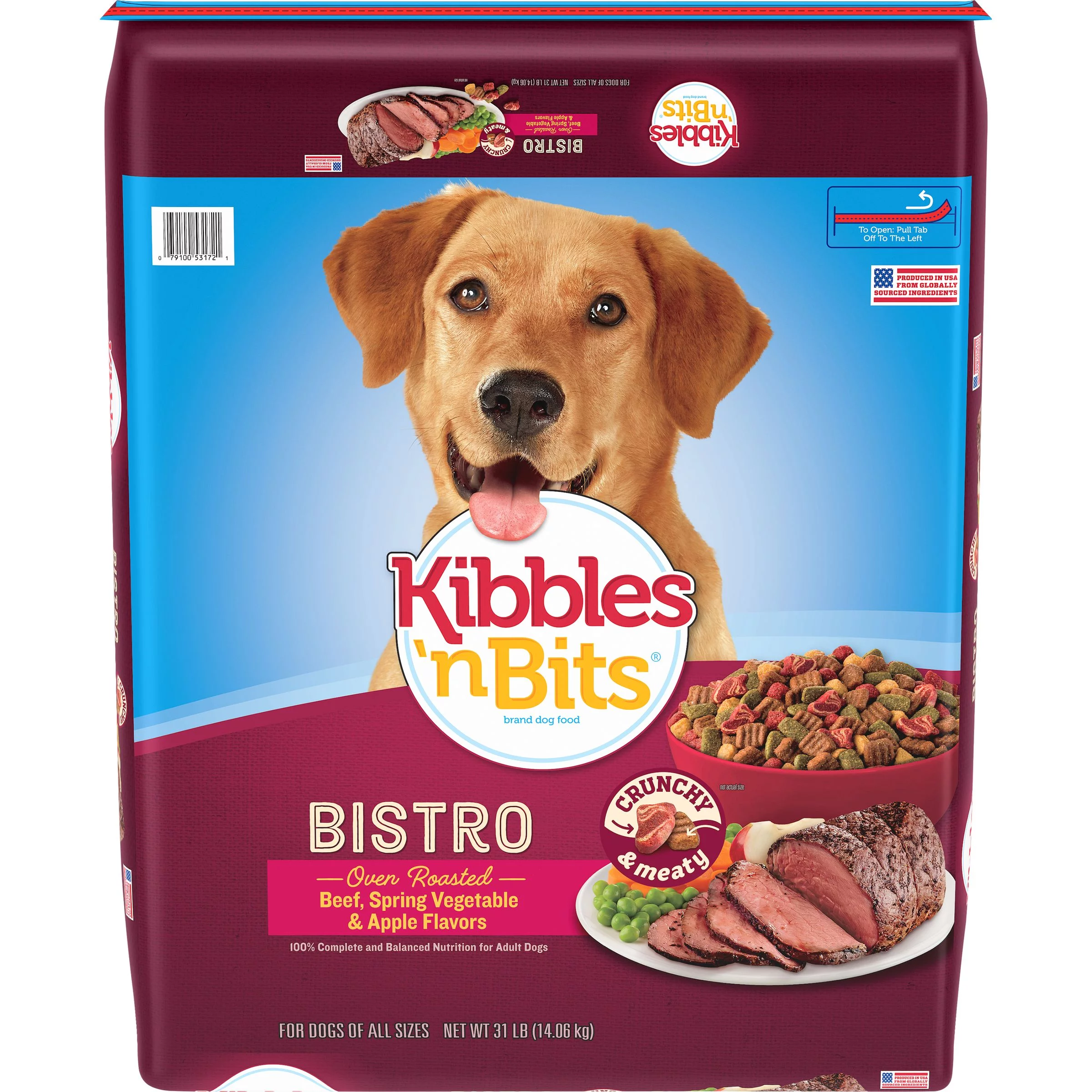 Kibbles 'n Bits Bistro Oven Roasted Beef Flavor Dog Food, 31-Pound