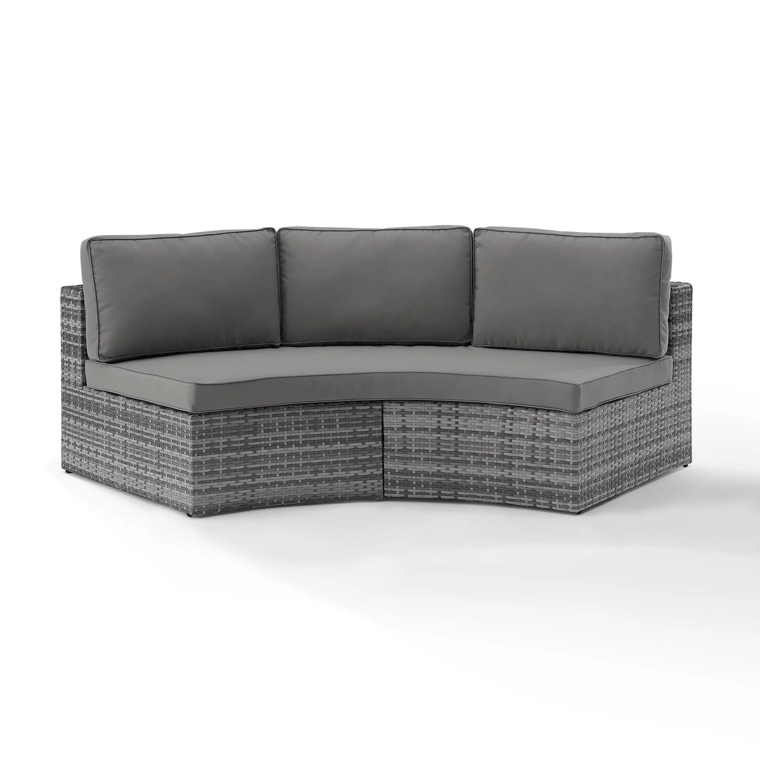 Crosley Catalina Outdoor Wicker Curved Patio Sectional Sofa in Gray