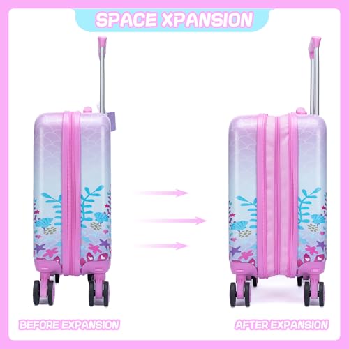 Kid’s Luggage Set 2 Piece Suitcase Set 16’’ Hardside Luggage with Spinner Wheels Girls Boys Carry on Toddler Luggage Travel Rolling Luggage Carry on Luggage Airline Approved Football