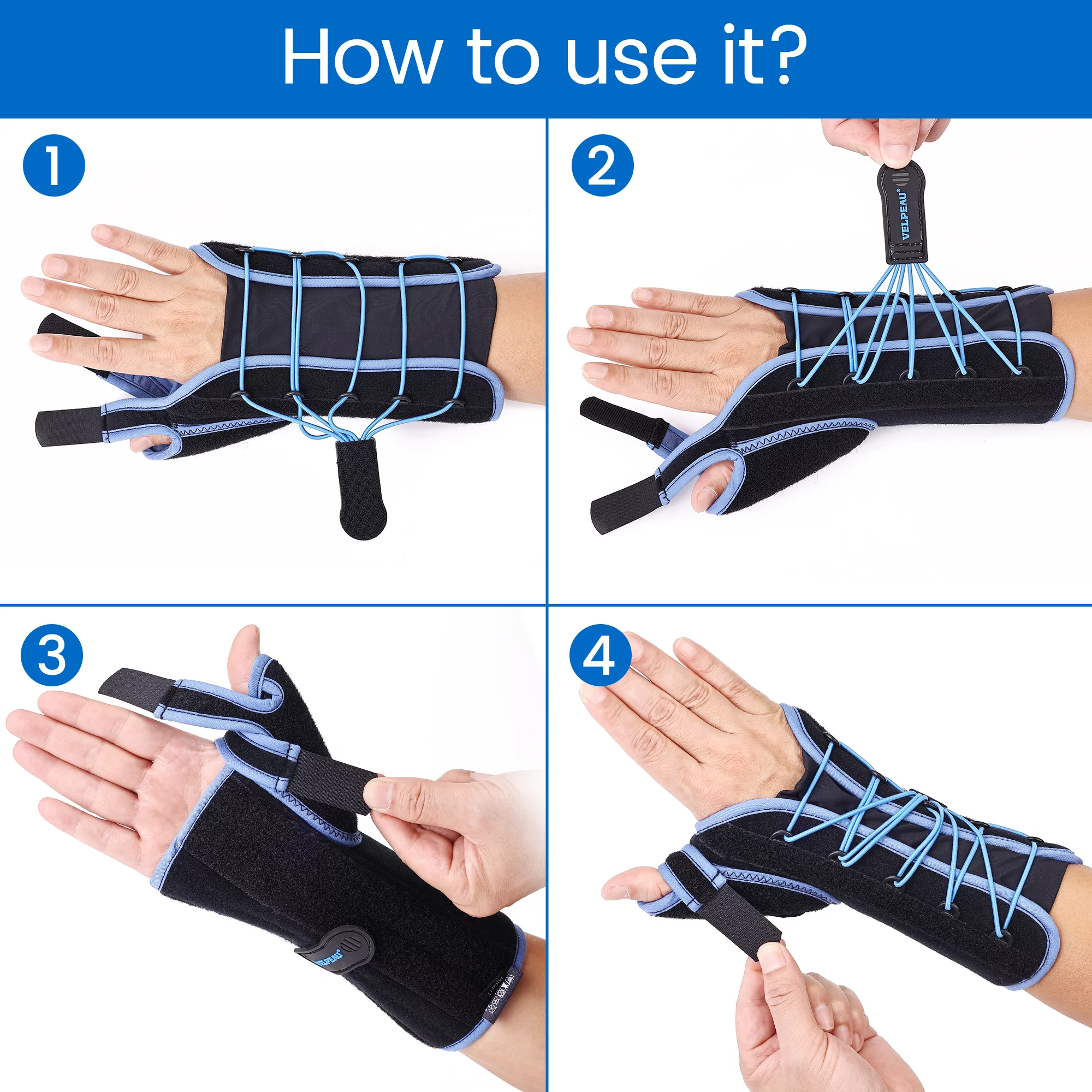 VELPEAU Wrist Brace with Thumb Spica Splint (Drawstring, Right Hand,Small)