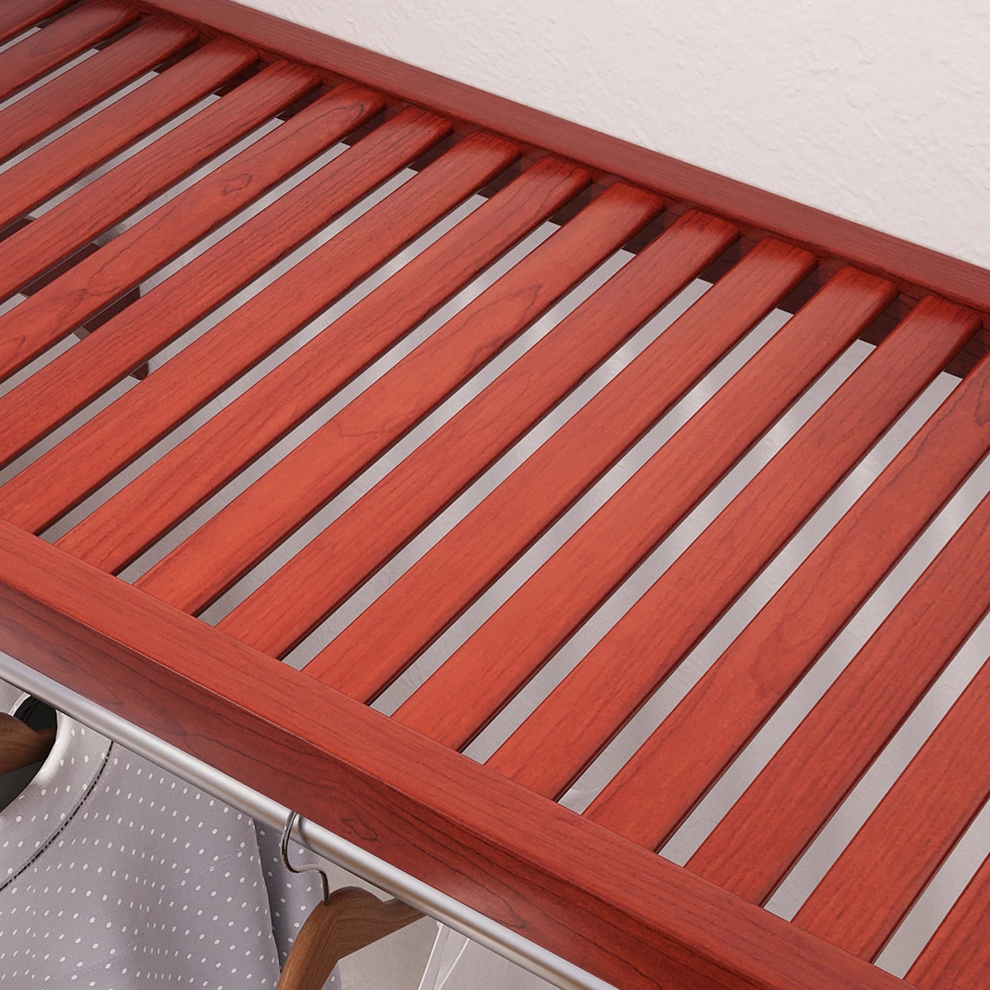 John Louis Home 12 Inch Deep Solid Wood Simplicity Closet System Red Mahogany Finish