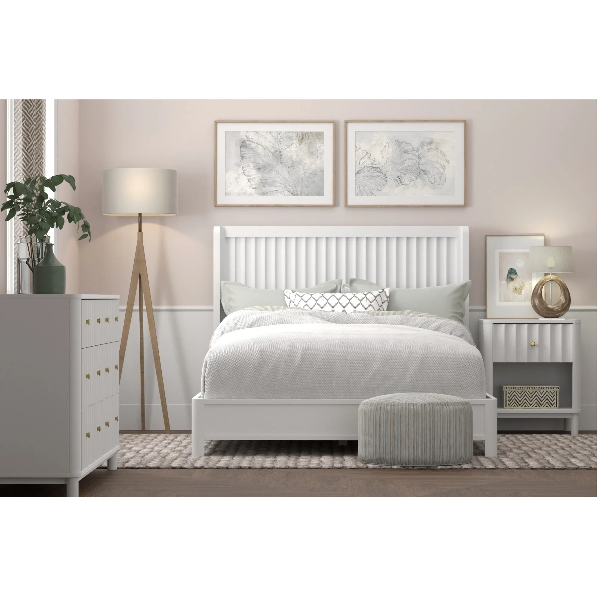 Alpine Furniture Stapleton Full Panel Bed in White