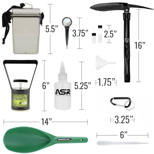 ASR Outdoor Complete 21pc Gold Prospecting Equipment Mining Kit with 1/2 and 1/8 Classifier Screens