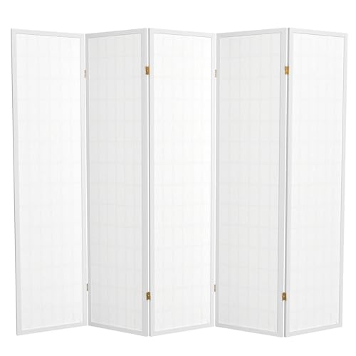 Red Lantern 6 ft. Tall Window Pane Shoji Screen-Natural-4 Panels Room Divider