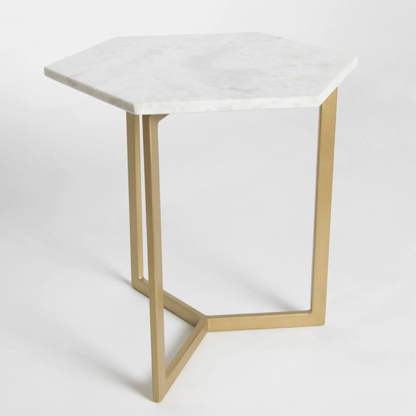 Best Home Fashion Prince Hexagon Marble Top Accent Table