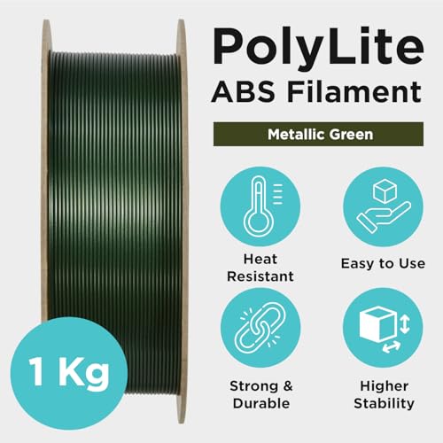 Polymaker ABS Filament 1.75mm Black, ABS 3D Printer Filament 1.75mm Heat Resistant 1kg - PolyLite ABS 3D Printing Filament 1.75mm, Strong & Durable, Dimensional Accuracy +/- 0.03mm