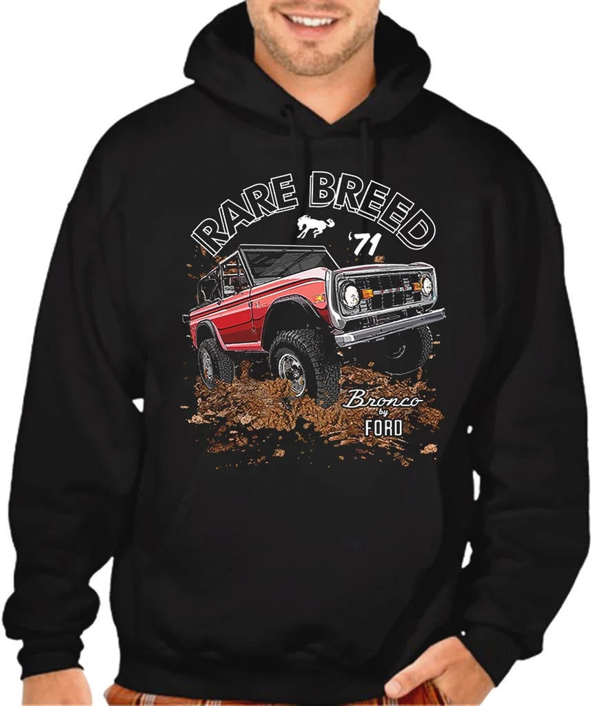Men's Ford Bronco Rare Breed Black Pullover Hoodie Sweater Medium Black