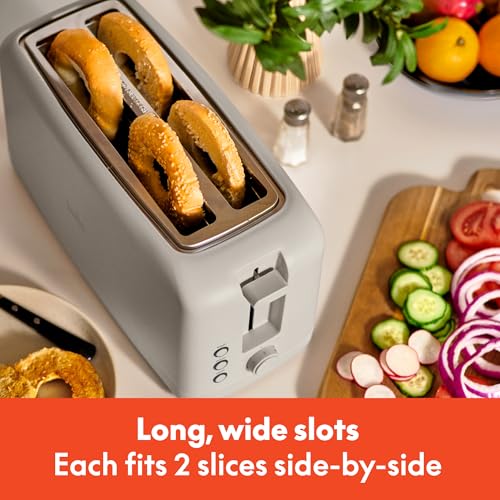 bella 2 Slice Slim Toaster, Fits-anywhere™ Kitchenware, 6 Setting Shade Control with Reheat & Cancel Buttons, Removable Crumb Tray, 10” Long Slot, Anti Jam & Auto Shutoff, 900 Watt, Oatmilk