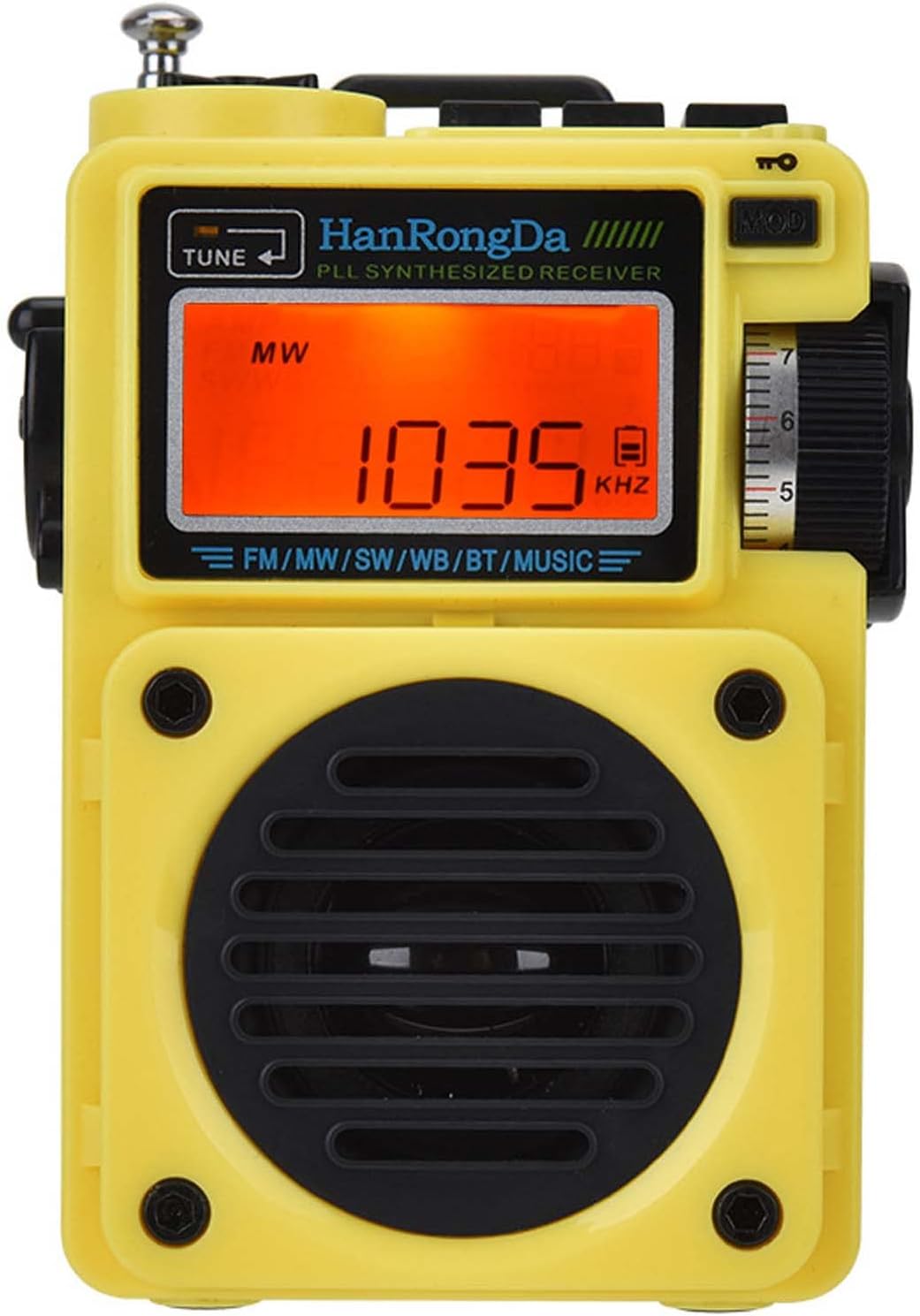 Portable Shortwave Radio FM MW SW WB Receiver Full Band Radio Bluetooth Speaker Music Player Personal Alarm Clock Radio with Backlight LCD Display Support TF Card Sleep Time (Desert)