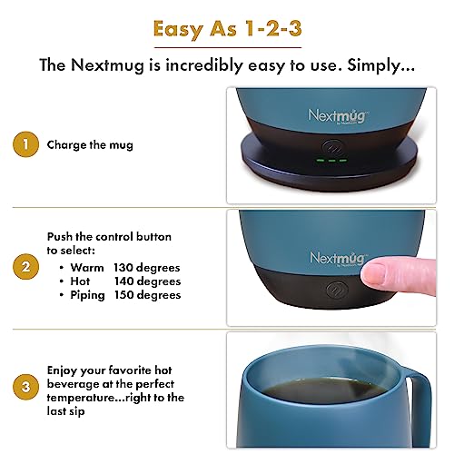 Nextmug - Temperature-Controlled, Self-Heating Coffee Mug (Black - 14 oz.)