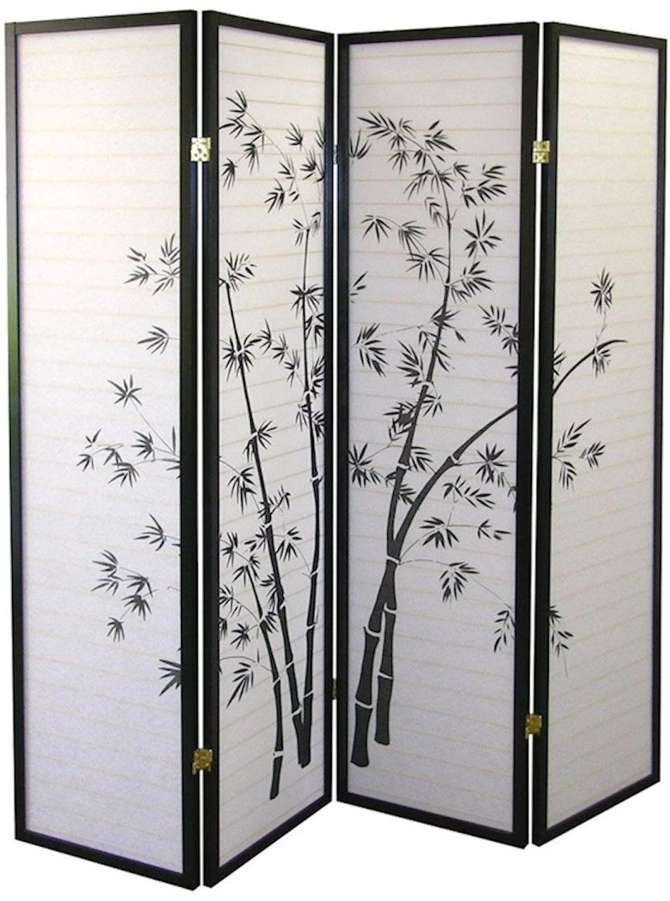 Legacy Decor 4 Panel Room Divider Privacy Screen Asian Style Bamboo Design