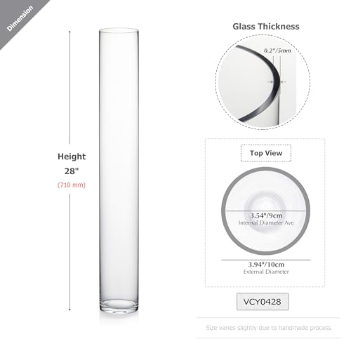WGVI Quality Thick Weighted Tall Clear Cylinder Glass Vases, 4