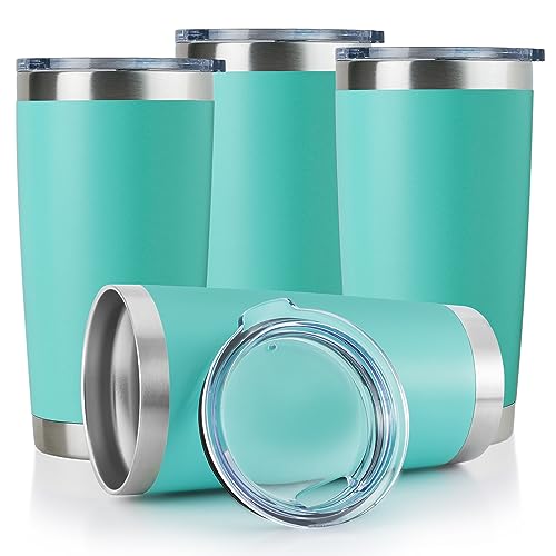 DOMICARE 20oz Stainless Steel Tumbler Bulk with Lid, Double Wall Vacuum Insulated Travel Mug, Powder Coated Coffee Cup, Powder Black, 8 Pack