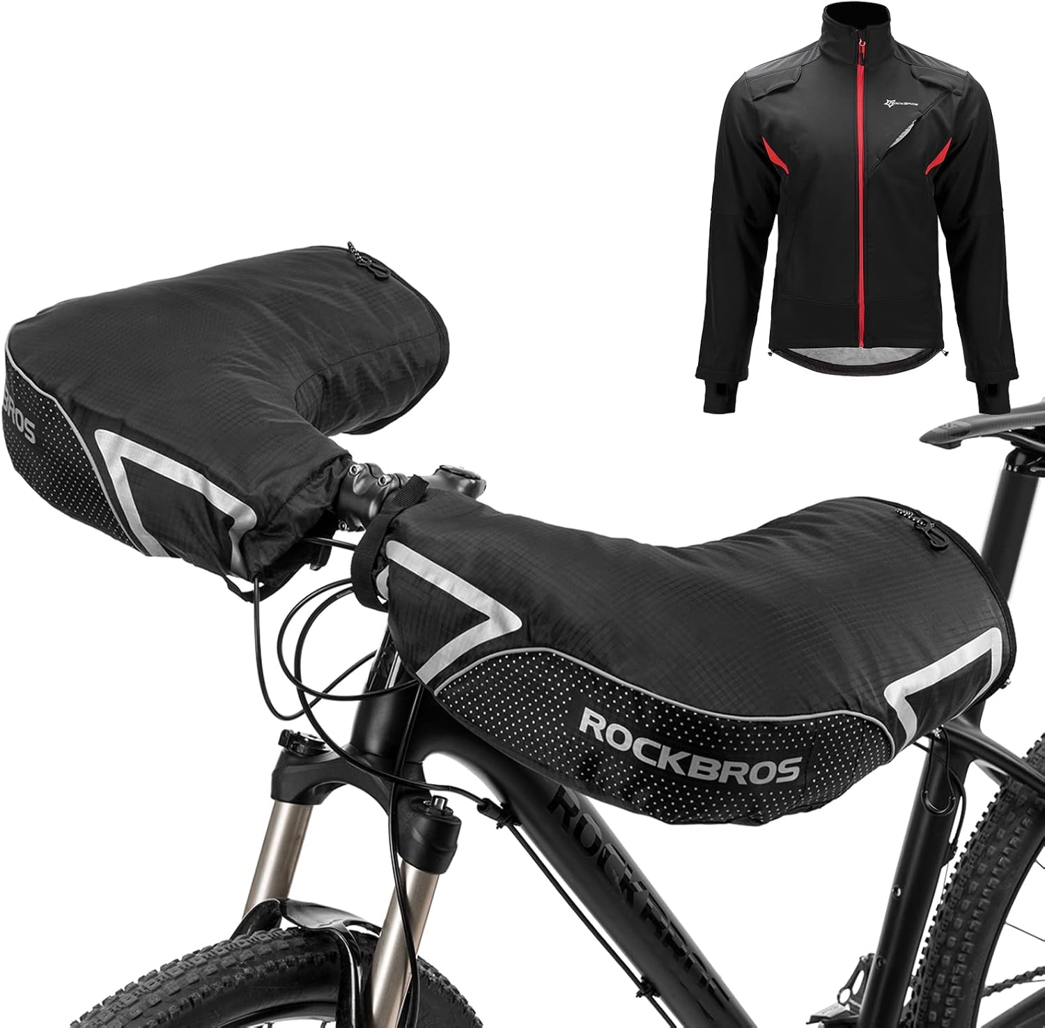 ROCKBROS Handlebar Mittens Mountain Bike Bicycle Bar Mitts Winter Cycling Jackets for Men