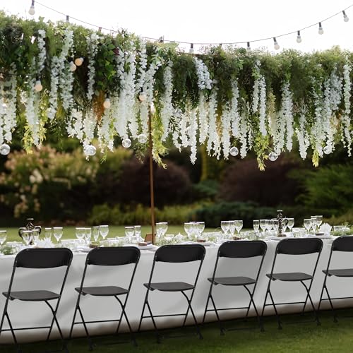 Real Relax Plastic Folding Chairs Set of 10, White Plastic Folding Chairs, Perfect for Party Event Outside Entertaining, 350 LBS Capacity