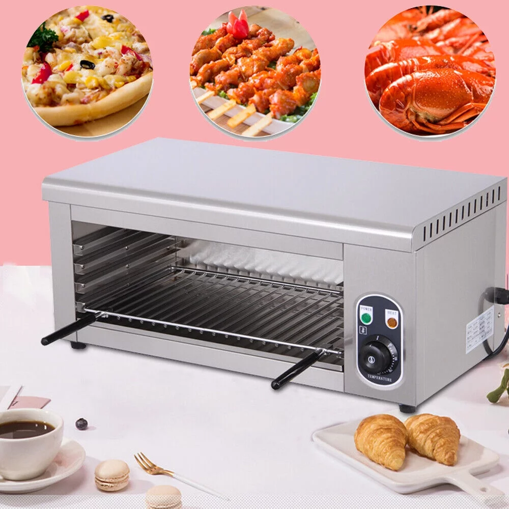 Aiqidi Commercial Cheese Melter Wall-mounted 1500W Electric Salamander Broiler Cheesemelter Raclette BBQ Grill Oven 122-572℉