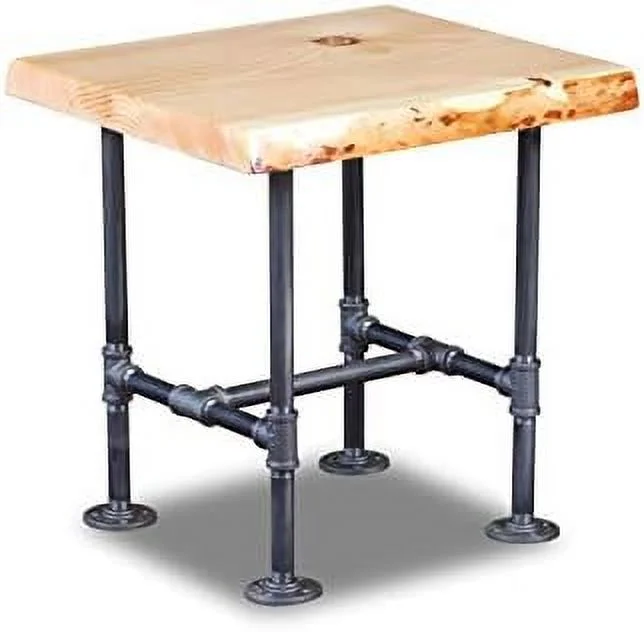 HJZUINIUNIU Industrial Pipe and Wood End Table Live Edge Rustic Living Room  Handcrafted End Tables Vintage Side Tables Living Room End Tables (Honey Pine)