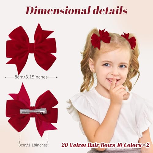 20PCS Velvet Hair Bows, 3