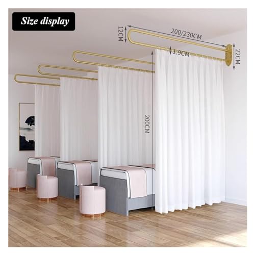 Beauty Salon Curtain Room Divider, U-Shape Room Divider Panels Metal Support Wall Mounted Privacy Curtain, with Guide Rail Device Hanging Screen Curtain for Fitting Room(Yellow,230cm)