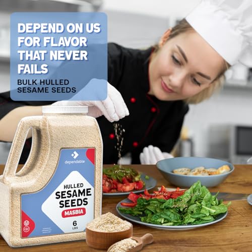 Dependable Food Natural Sesame Seeds - 5 LB. Jar - Bulk Raw Sesame Seeds for Unhulled, Nutty Goodness - Premium Quality, 100% Natural Sesame Seed - Perfect for Cooking, Baking, and Snacking