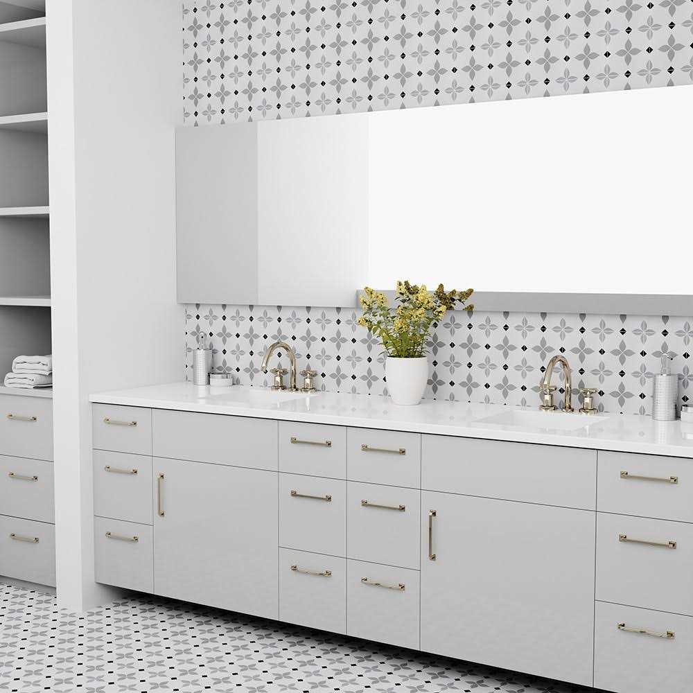 Boutique Ceramic Shadow Point Black and White and Grey 6-in x 6-in Matte Porcelain Encaustic Floor and Wall Tile LW2007017