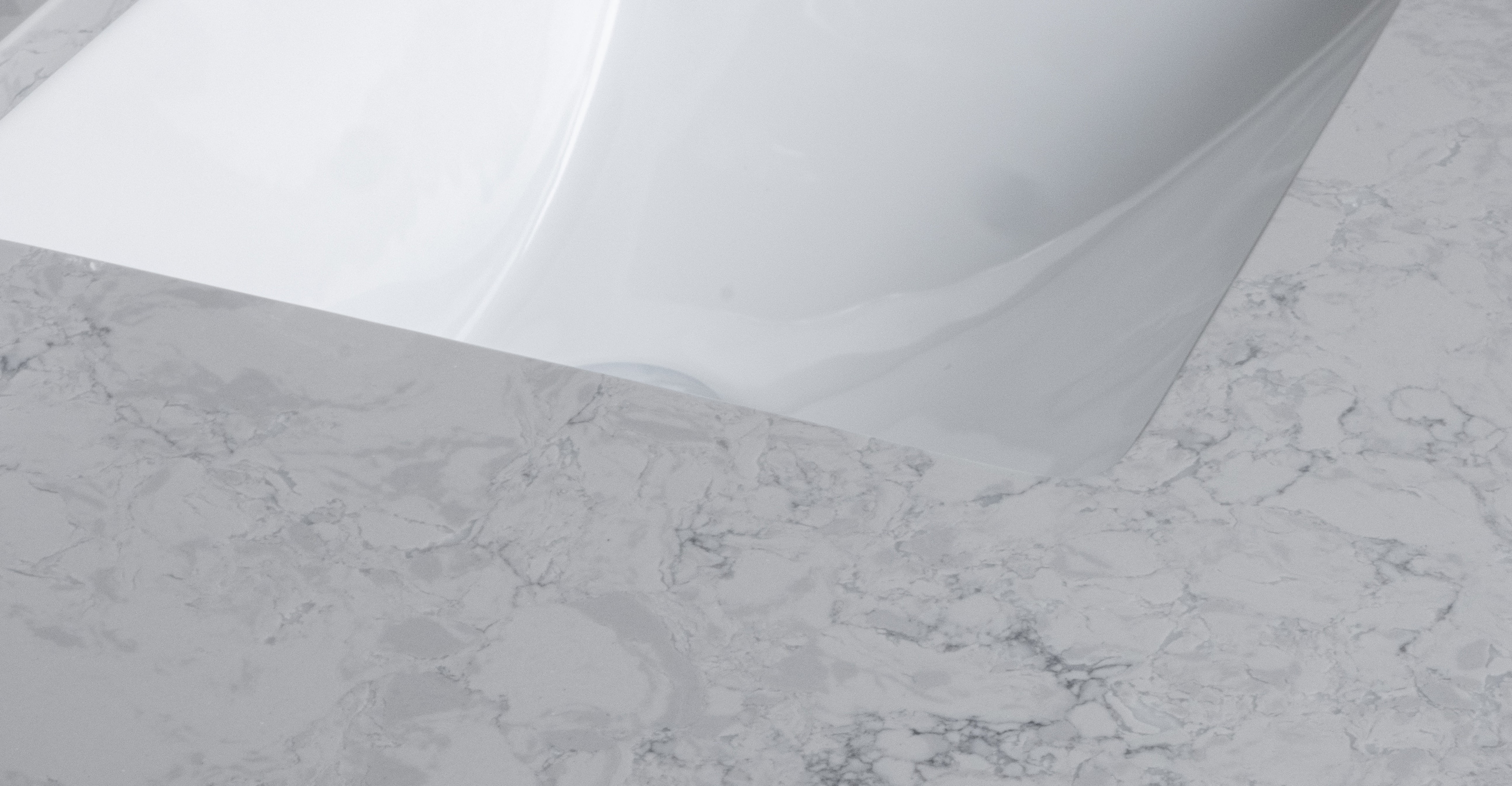 Montary Company 37in Bathroom Cararra Grey Engineered Stone Vanity Top with Ceramic Sink