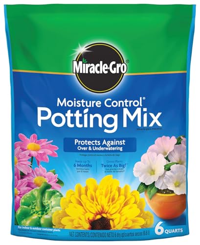 Miracle-Gro Moisture Control Potting Mix, for Container Plants, Protects Against Over- and Under-Watering, 16 qt., 2-Pack