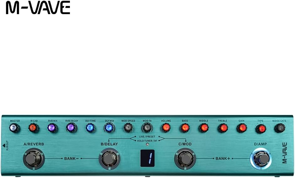 Multi Effects Guitar Pedal - Digital Electric Guitar Effector with 36 Editable Presets, Chorus, Delay, Reverb, MOD, IR Loading, Recording, Tuner, Built-in Battery, Bluetooth Connection