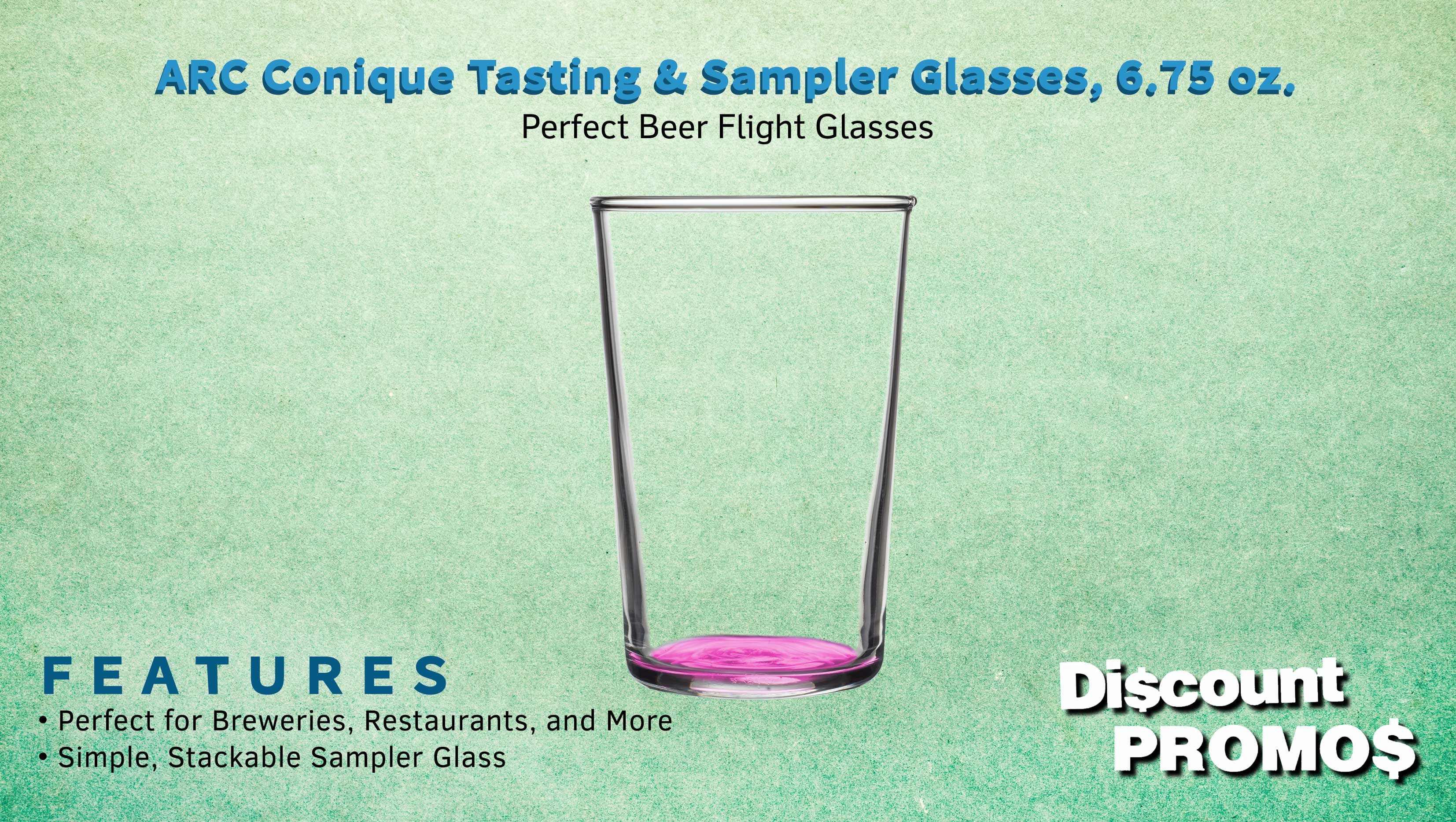 10 ARC Conique Tasting & Sampler Glasses Set, 6.75 oz. - Durable, Barware, USA made - Pink