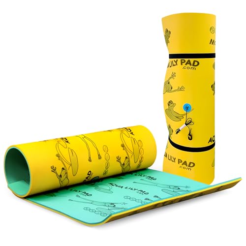 Aqua Lily Pad Original Floating Water Mat Island Float Layer FlexCore Green/Yellow Foam Raft, Made in The USA