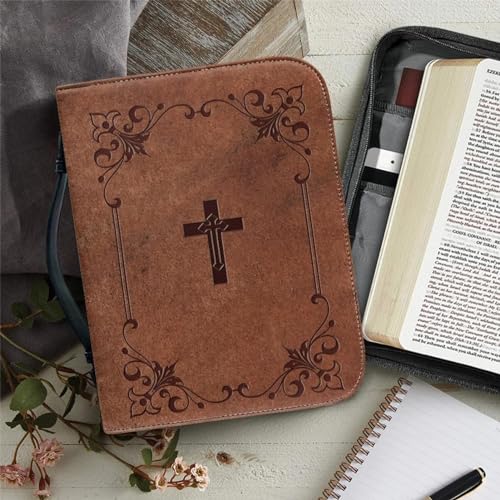 Bible Book Covers - Cross Bible Bag, Church Bags | Book Case Church Bible Protective with Handle, Portable Leather Book Storage Bag, Holy Bible Carrying Case for Outdoor Church Going, Pu