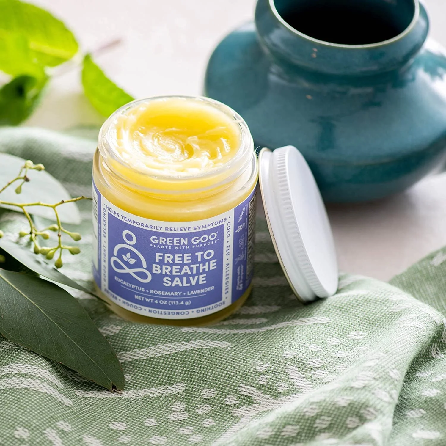 SIERRA SAGE HERBS Green Goo Free to Breathe Sinus Congestion Salve with Eucalyptus - Jar - 4 oz.