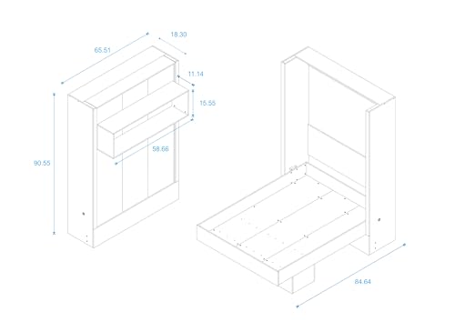 Oakland Living Easy-Lift Full Murphy Wall Bed in White with Shelf