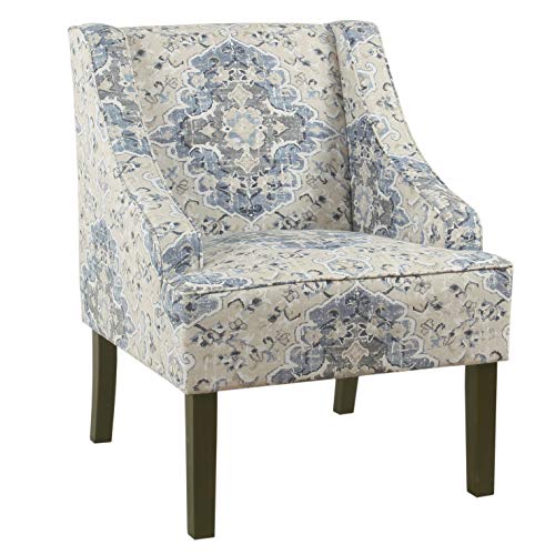 HomePop Velvet Swoop Arm Accent Chair, Suri Blue