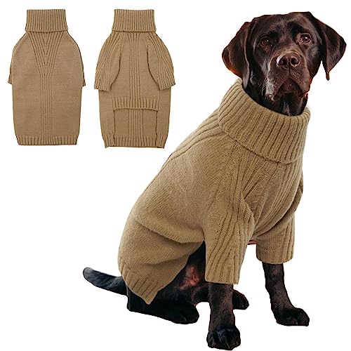 IECOii XXL Dog Sweater,Thermal Knit Big Dog Sweater Christmas,Pet Turtleneck Doggy Sweatshirt for Extra Large Dogs Boy Girl,Stretchy Large Dogs Cold Weather Outfit Pitbull Clothes,(Green XXL)