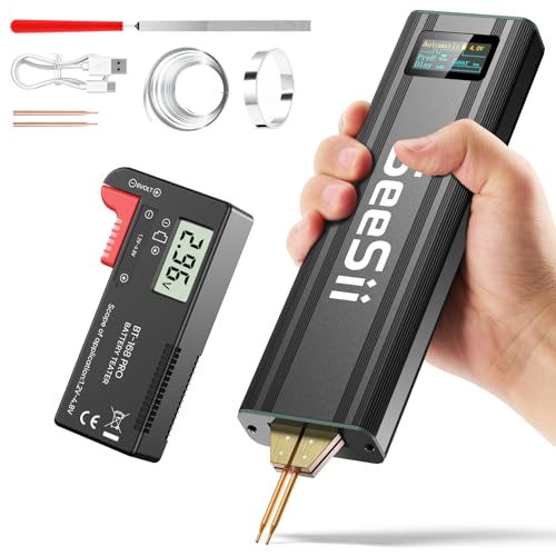 SeeSii Battery Spot Welder, Handheld Spot Welder with a Battery Tester for 0.1-0.25mm Nickel, Portable Spot Welding for 18650/lithium battery