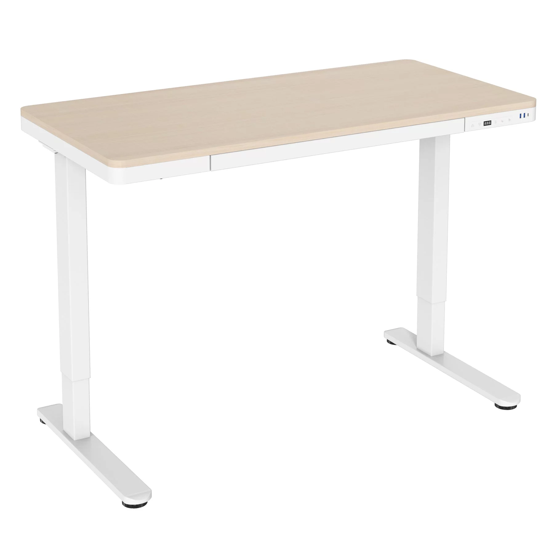 Mount-It! Compact Height Adjustable Sit-Stand Desk with Drawer USB Hub Ergonomic