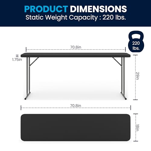 Flash Furniture Kathryn 6' Plastic Folding Training and Event Table, Rectangular Folding Training Table with 220-lb. Static Weight Capacity, White