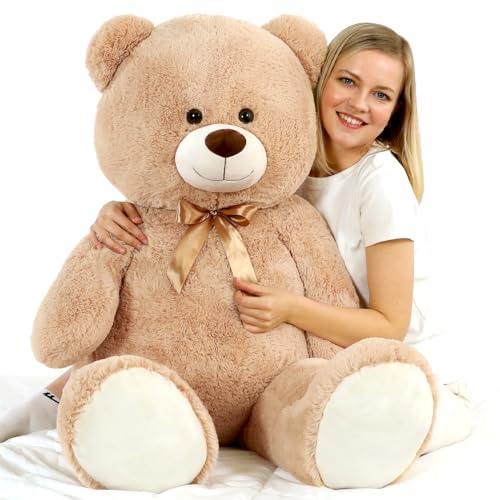 MorisMos Big Brown Bear Giant Teddy Bear 3 Feet, 3ft Big Teddy Bear for Baby Shower, Cute & Soft Plush Bear for Girls on Graduation, Birthday, Valentine's Day, Christmas - 36 Inches
