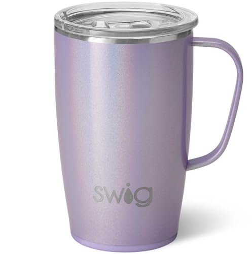 Swig Life 18oz Travel Mug, Insulated Tumbler with Handle and Lid, Travel Coffee Mug, Cup Holder Friendly Travel Mug, Stainless Steel 18 oz Tumbler, Reusable Insulated Tumbler with Lid (Orange)