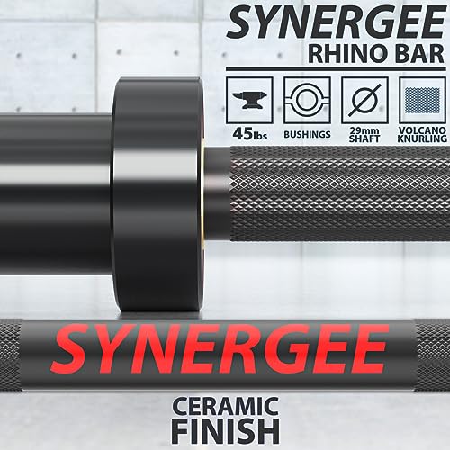 Synergee 45lb Rhino Power Bar Cerakote Finish Barbell. Rated 1500lbs for Powerlifting - Deadlift - Squat - Bench Bar