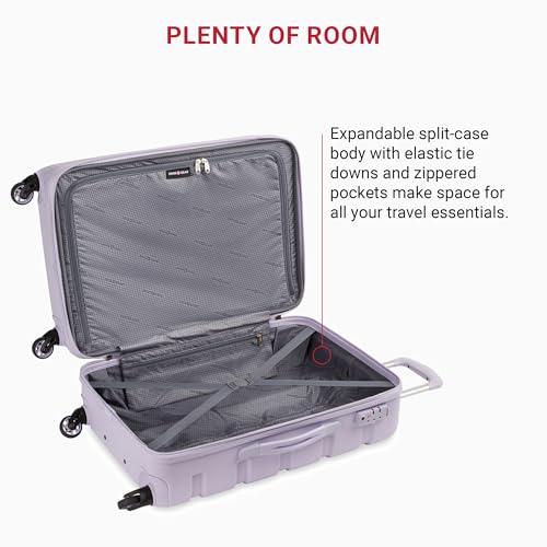 SwissGear 7366 Hardside Expandable Luggage with Spinner Wheels, White, Carry-On 19-Inch