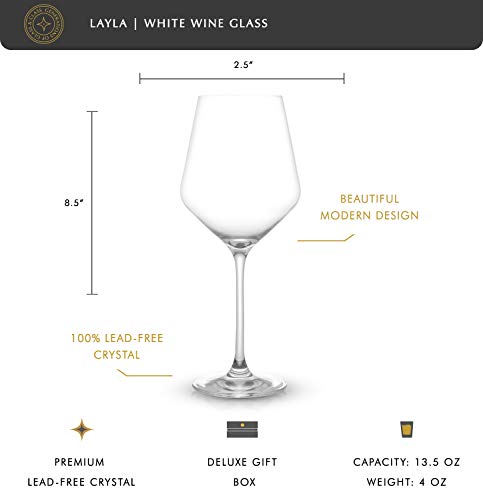 JoyJolt Layla White Wine Glasses, Set of 4 Italian Glasses, 13.5 oz Clear – Made in Europe